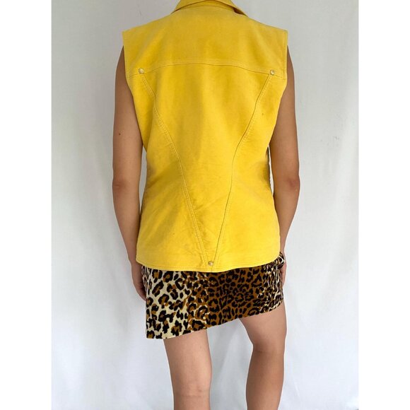 90s vintage Versace Jeans Couture womens yellow collared cotton button up vest - Picture 5 of 8